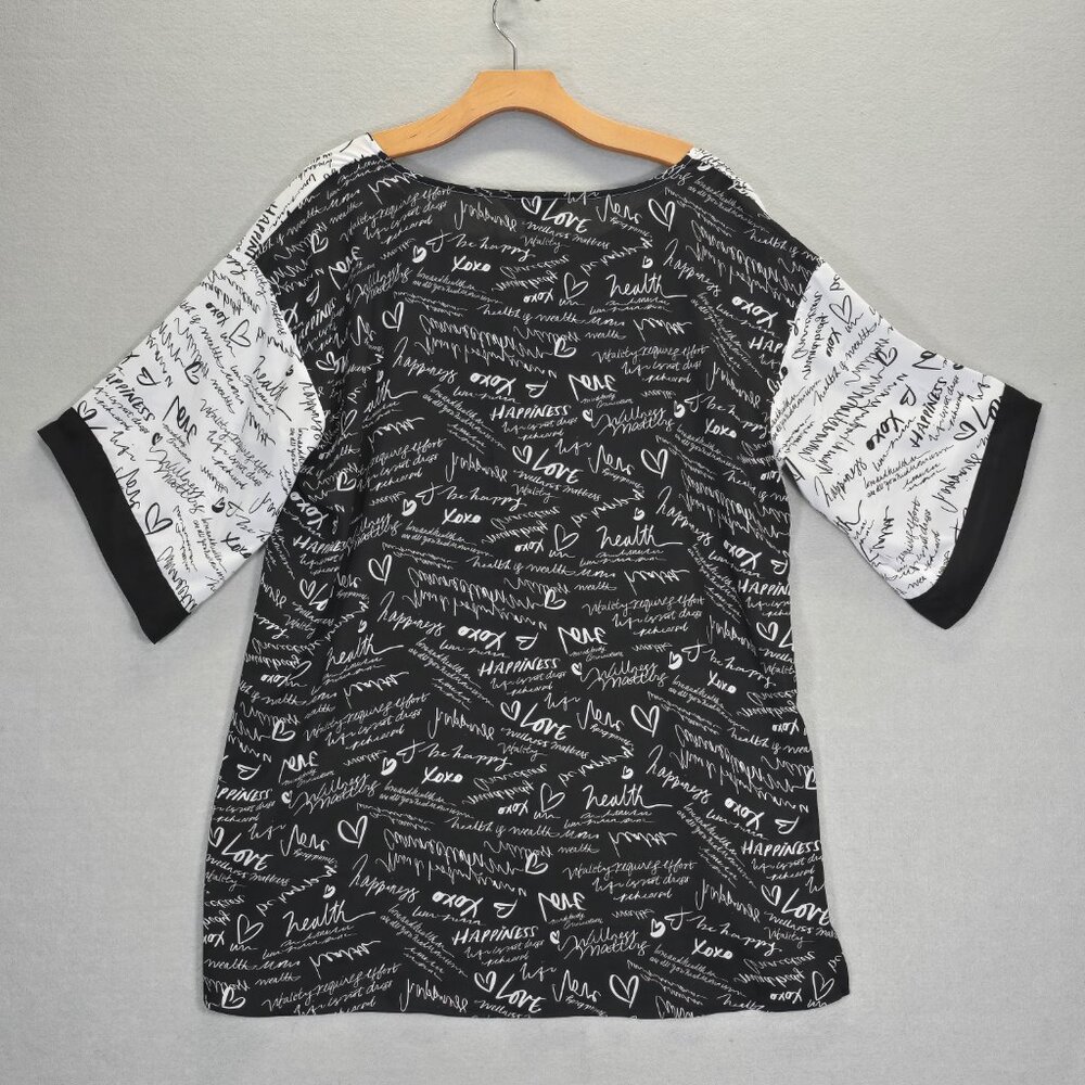 Slim Factor by Investments Womens Top Size 1X Plus Mini Scroll V-Neck - Picture 2 of 12